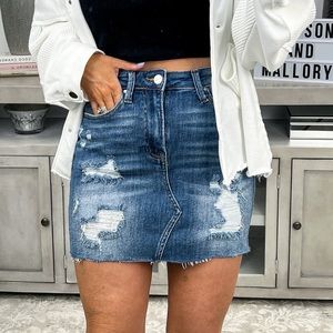 Denim mini skirt with stretch